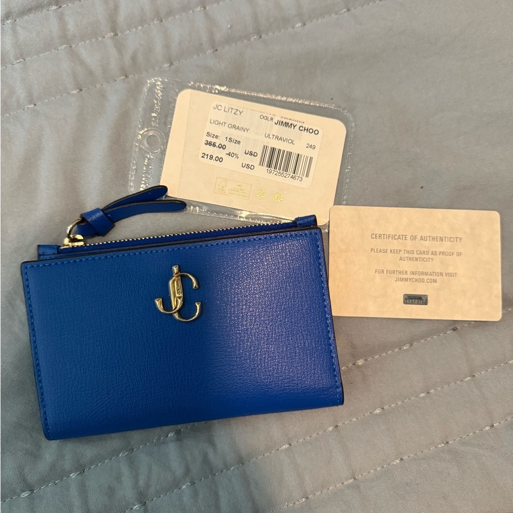 Jimmy Choo Blue Leather Card Holder